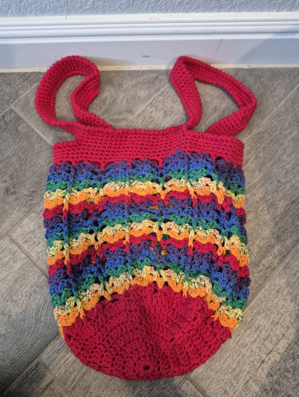 Handmade Rainbow Crochet Tote Bag